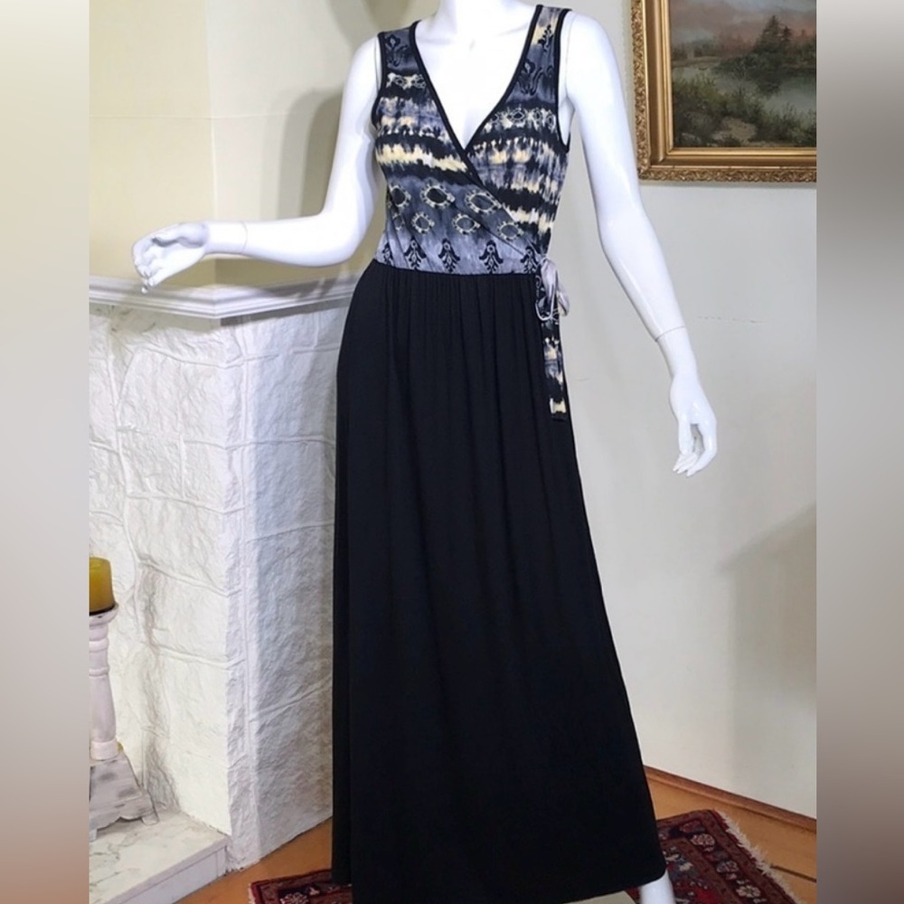 Sz Med⭐️NWT Chris and Carol Ikat Faux Wrap Elastic Waist Maxi. Ptp 16 - 18”